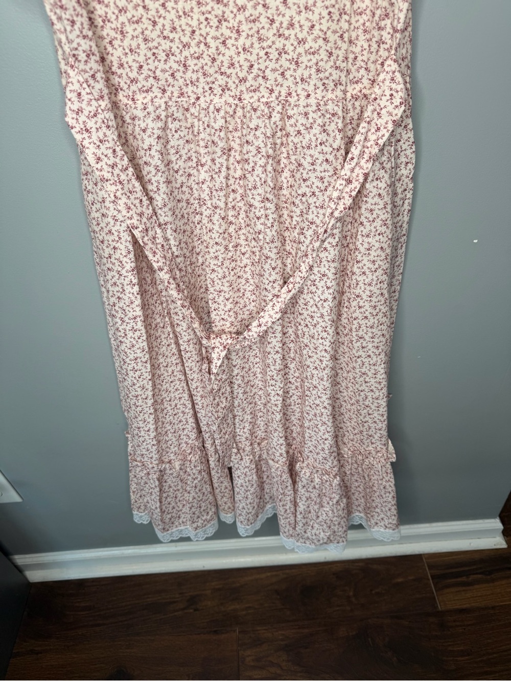 GUNNE SAX Vintage 70s Ditsy Floral Calico Lace Flutter Sleeve Prairie Dress - Picture 12 of 15